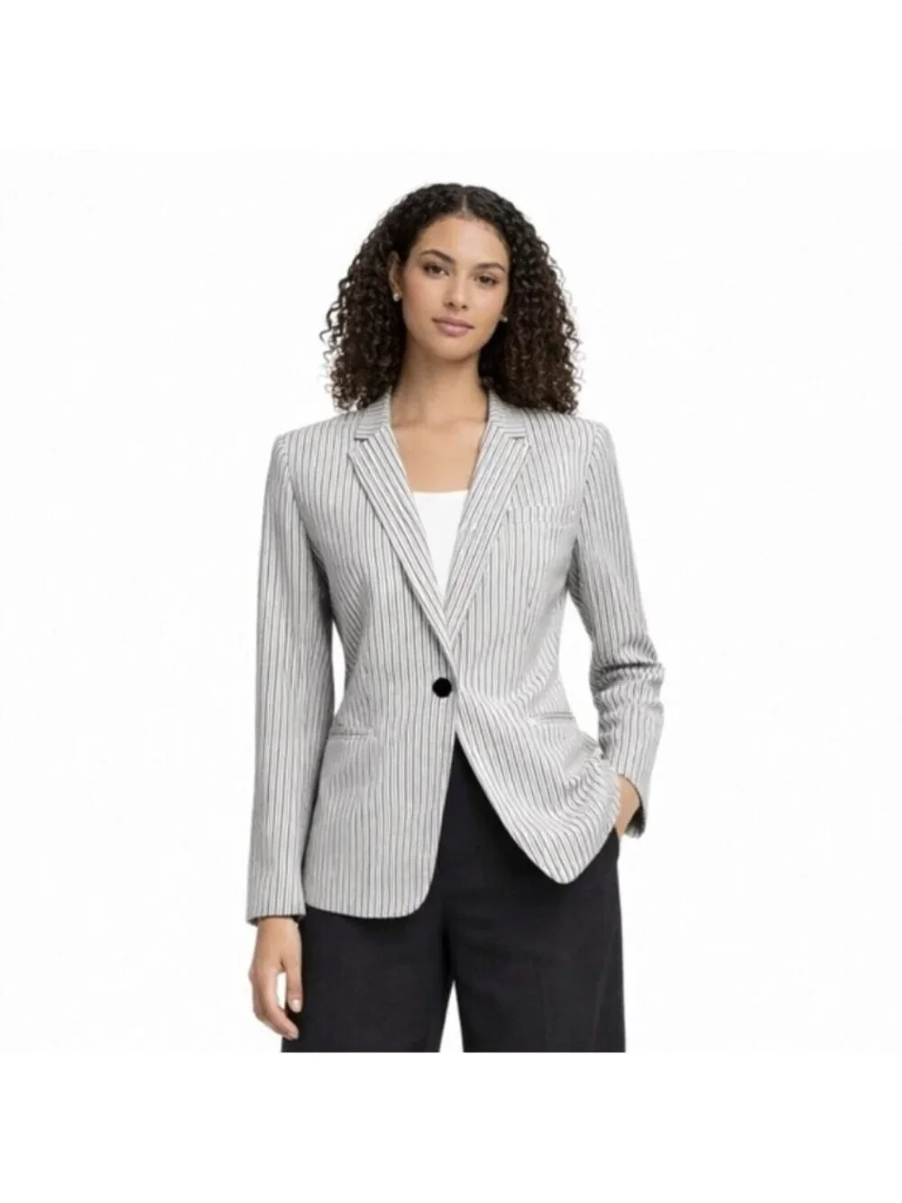 Banana Republic Pinstriped Plaid Single Breasted Blazer - Picture 12 of 15